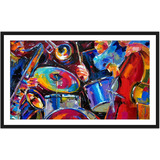 Quadro Decorativo Abstrato Música Jazz Salas Gg1 100x60cm