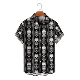 Camisa Hawaiana Para Hombre Con Estampado Tiki Y Botones Fro