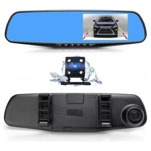 Espejo Retrovisor Con Cmara Frontal Y Retroceso + Cargador Foto 3