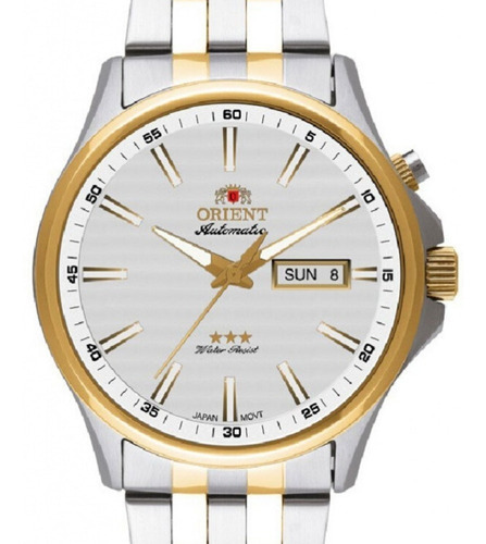 Relógio Orient Masculino Automático 469tt043 S1sk Cor Da Correia Prateado E Dourado Cor Do Bisel Dourado Cor Do Fundo Branco