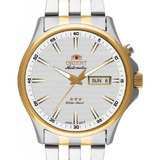 Relógio Orient Masculino Automático 469tt043 S1sk Cor Da Correia Prateado E Dourado Cor Do Bisel Dourado Cor Do Fundo Branco