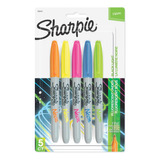 Marcadores X5 Sharpie Colores Neon Punta Fina Brilla Luz Uv