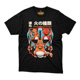 Playera Pokemon Fire Evolution Charizard Charmander Ash