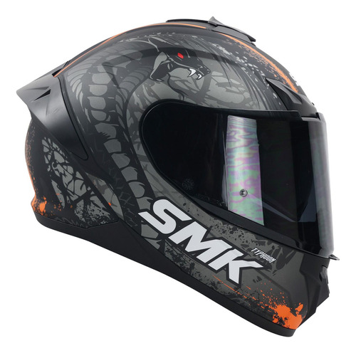 Casco Smk Typhoon Naranja Mate Ma267 Mica Humo Cerrado Svs