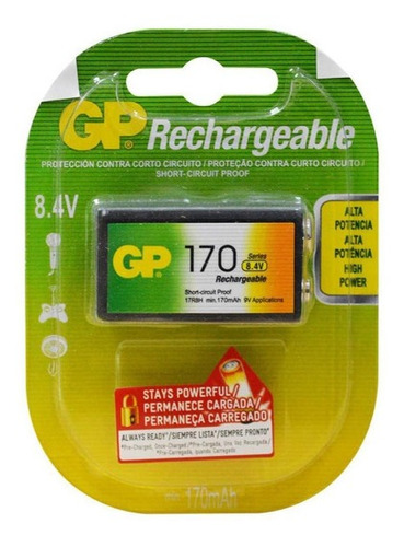 Pila Batería 9v Recrgble 170mah Gp Original