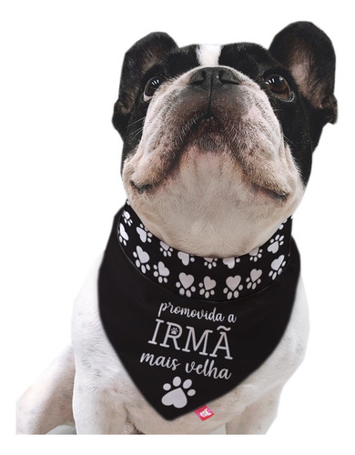 Bandana Pet Promovida A Irmã Mais Velha Dupla Face - Preto