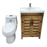 Sala De Baño Vanitorio 60cms Rustico S.c+ One Piece 30cms