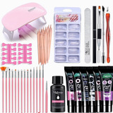 36pcs Extensión De Uñas Poli Gel Set Con Lámpara Uv/led