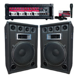 2 Bafles 15 PuLG.1200w/consola Potenciada 9 Entradas Y 1mic.