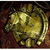 Antiguo Cenicero Bronce Caballo-herradura-macizo
