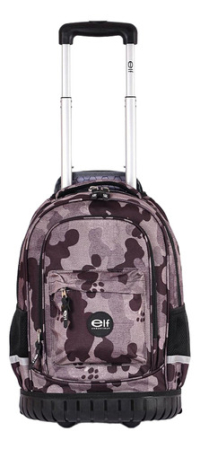 Mochila 18 Con Carro Escolar Reforzado Camuflada Elf - 6441b