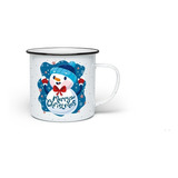 Taza Pocillo De Peltre Merry Christmas Muñeco De Nieve