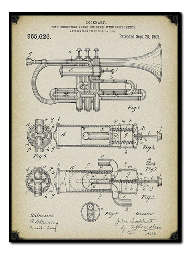 #1600 - Cuadro Decorativo - Trompeta Antigua Poster Retro