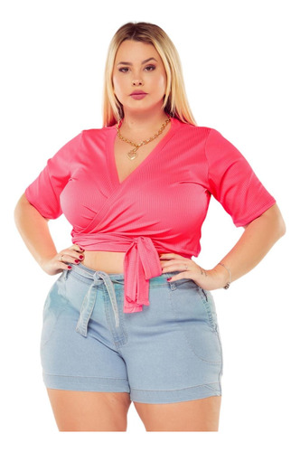 2 Cropped Amarração Transpassada Gringa Carnaval Plus Size