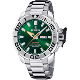 Reloj Festina  F20665.2 Hombre The Originals/diver Verde Color De La Malla Plateado Color Del Bisel Plateado