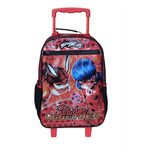 Mochila Escolar De Rodinhas Miraculous Meninas Infantil Cor Preta E Vermelho Desenho Do Tecido Miraculous Ladybug