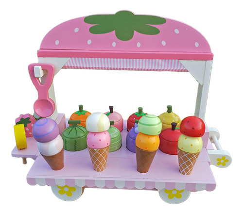 Carrito De Helado De Madera Para Niños, Juego De Mostrador