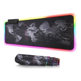 Mouse Pad Gamer Borda Led Rgb Grande 80x30cm Mapa Mundi