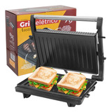 Grill Elétrico Sanduicheira Inox Antiaderente Torradeira 