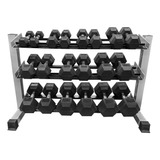 Set 10 Pares Mancuernas Caucho De 5-50 Lb Con Rack Tayga