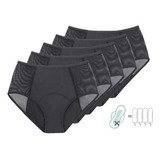 Conjunto 5 Piezas  Bragas Menstruales De 4 Capas Para Mujer