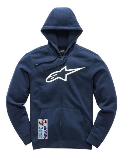 Jm Buzo Alpinestars Ageless V2 Zip Hoodie Azul Marino Blanco