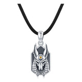 Medwise Collar Egipcio De Anubis Collar De Plata Oxidada 925