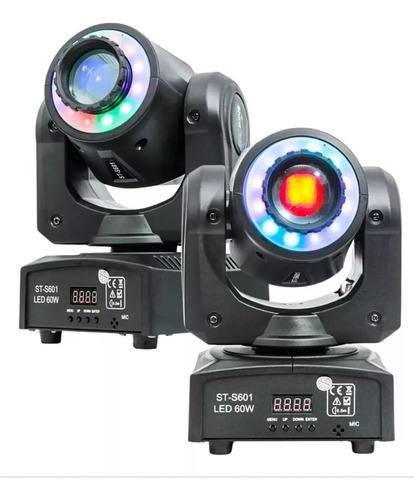 2 Moving Head Spot Led 60w 8 Cores + 7 Desenhos + Fita Led 