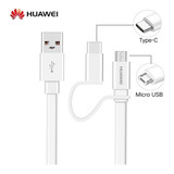 Cabo De Conector Micro Usb Y Tipo C 2 Em 1 Da Huawei