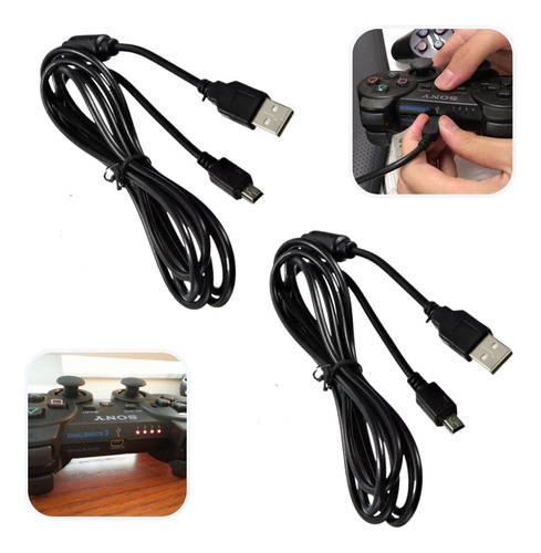 Cabo Energia Carregador Com Filtro Usb Controle Para Ps3 2un