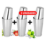 Kit 03 Coqueteleira Inox Profissional Boston 800ml