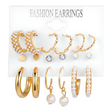 Aretes C Perlas Dorados Para Mujer/niñas Pares Fairybae 