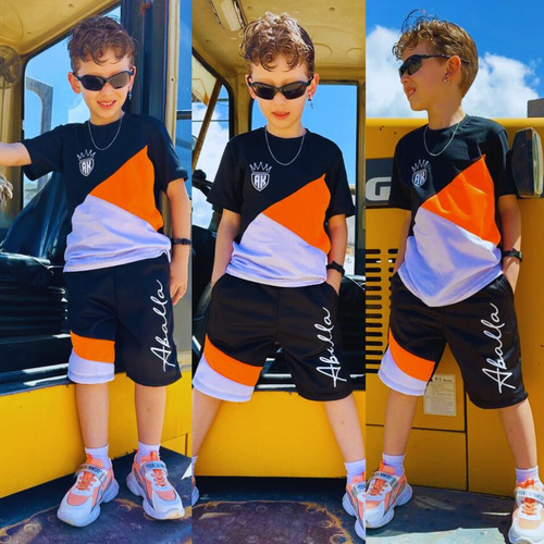 Conjunto Masculino Kit 2 Peças Camisa + Bermuda Aballa Kids