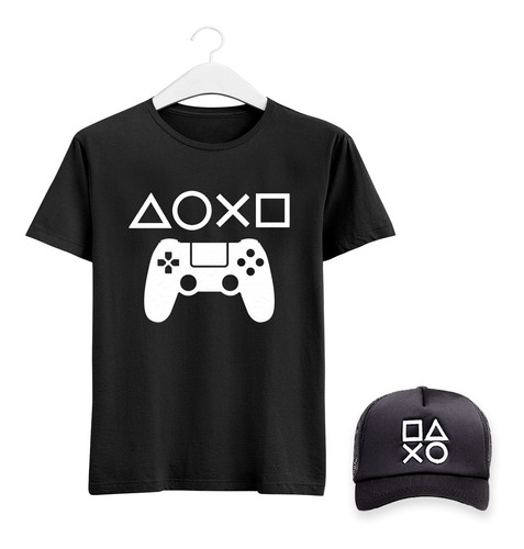 Kit Camiseta Masculina E Boné Jogos Online Game Ps4 Xbox