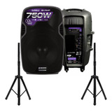 Kit 2 Caixa De Som Ativa Waldman Rc-750x 15 Pol 1500w +tripé