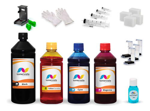 Kit 4 Tinta Para Hp 2546 662 1l Bk E 500ml Color