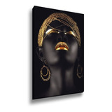 Quadro Decorativo Canvas Grande Mulher Gold Luxo 70x100 Cor 