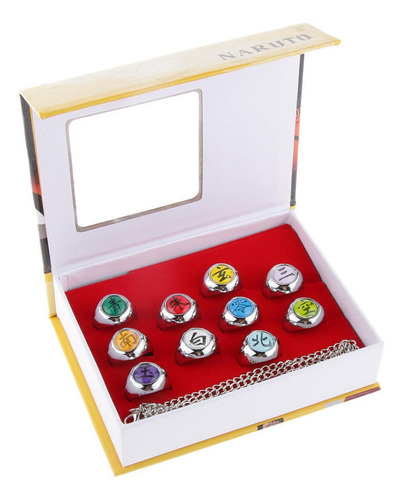 10 Anillos + Collar Naruto Akatsuki