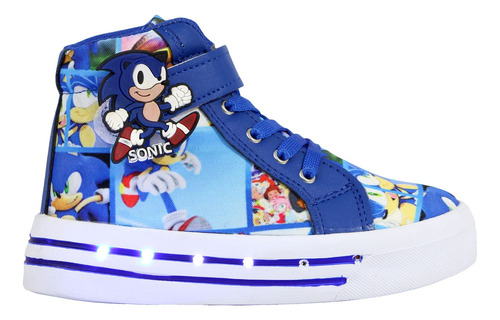 Tenis Niños Botas Sonic Luces Led Botin The Hedgehog Velcro