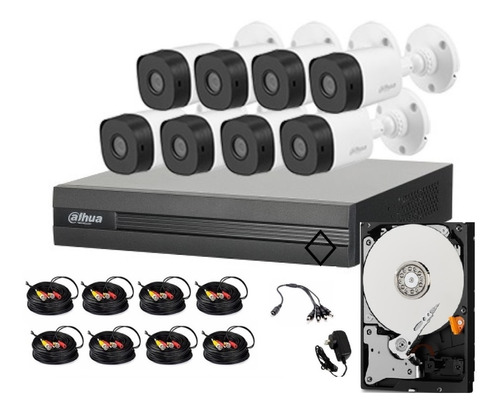 Kit 8 Camaras Y Dvr Alta Definicion Disco 3tb Alertas Celula