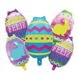 Globo Metálico Pascua Conejo Huevos 5 Pcs