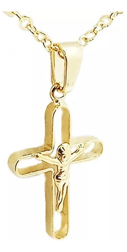 Cadena Con Dije Cruz De Oro 18k Laminado Regalo Estuche