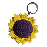 Llavero Girasol Tejido Crochet. Flores Amarillas. Unidad 