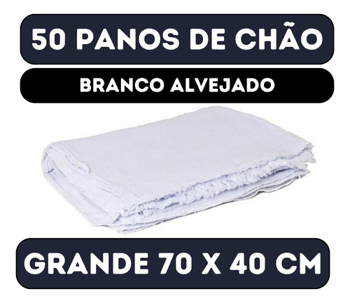 Pano De Chão Grande Branco 70x40cm Kit Com 50 Saco Duplo Ec