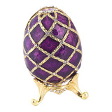 Púrpura Rusia Huevos Joyería Tret Box Vintage Faberge Pasc