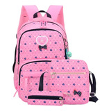 Conjunto De Mochila Escolar Con Estampado De Corona Para Niñas Conjunto De 3 Piezas