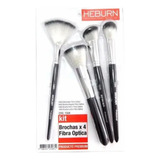 Kit Heburn 4 Brochas Set 1504 Maquillaje Profesional Fibra