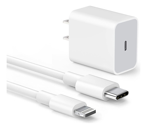 20w Cubo Cable Tipo C Cargador Carga Rápida Para iPhone Color Blanco