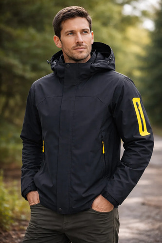 Chaqueta Impermeable Y Cortavientos Con Capucha Desmontable