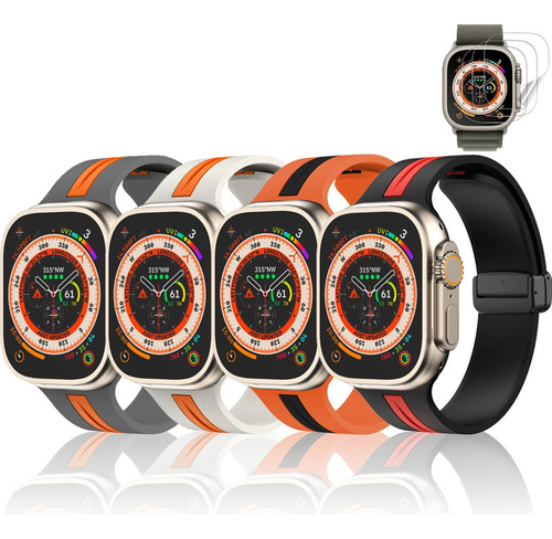 T 4 Pulseiras + Película Para Apple Watch Ultra 9 8 7 6 5 4